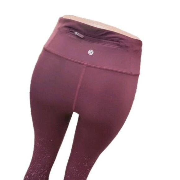 Lululemon Speed‎ Wunder Mid-Rise Tight 28" Speckle Shine Women's 12 Garnet Red - Picture 9 of 14